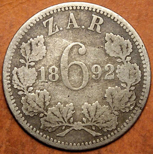 ZAR: 1892 Kruger Silver Sixpence