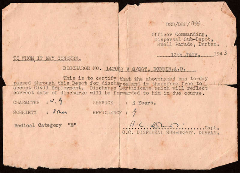 WW2 Medal Group of Four plus Documents to S/Sgt AD Dobbin