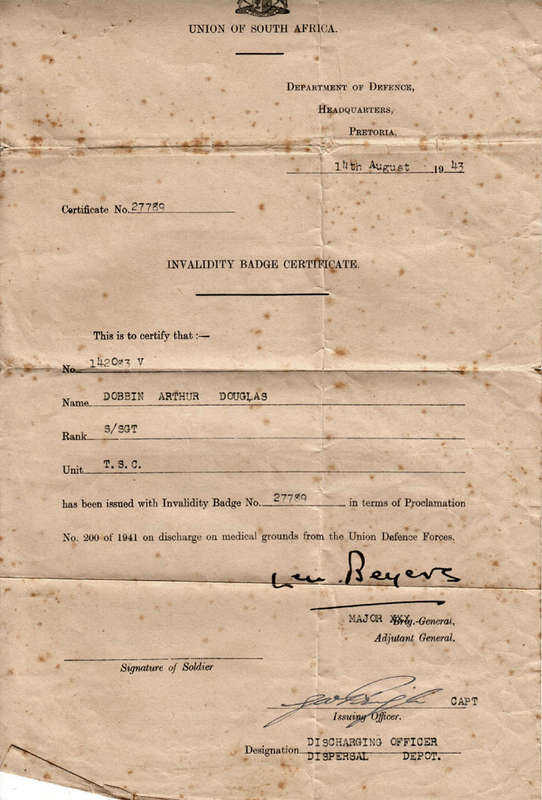 WW2 Medal Group of Four plus Documents to S/Sgt AD Dobbin