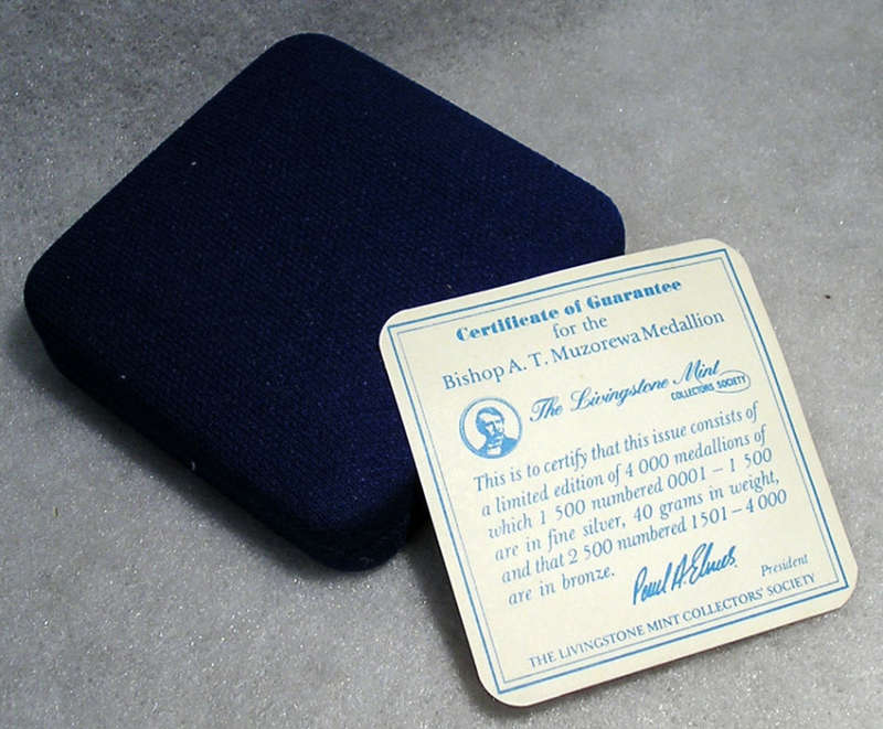 Zimbabwe-Rhodesia: 1979 First Prime Minister Bishop Abel Muzorewa Cased Silver Medal