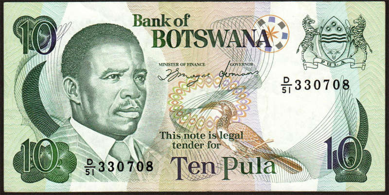 Botswana: ND (1982) 10 Pula Banknote P#9d * AU *