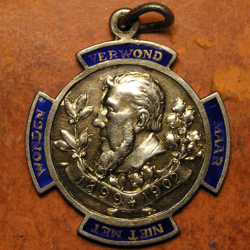Netherlands: Boer War 1902 Paul Kruger / Struggle for Freedom Enameled Silver Medal * RARE *