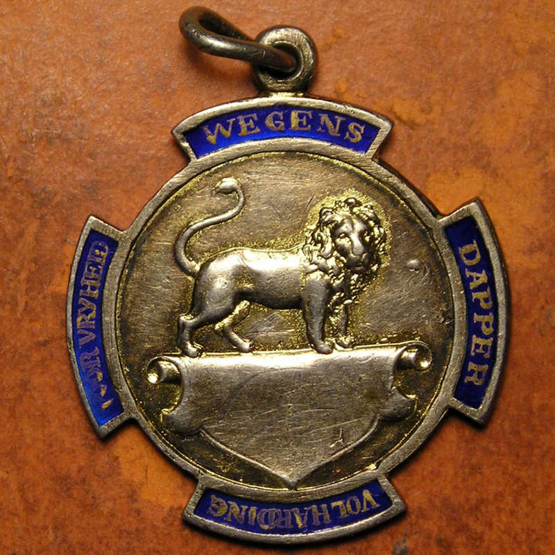 Netherlands: Boer War 1902 Paul Kruger / Struggle for Freedom Enameled Silver Medal * RARE *
