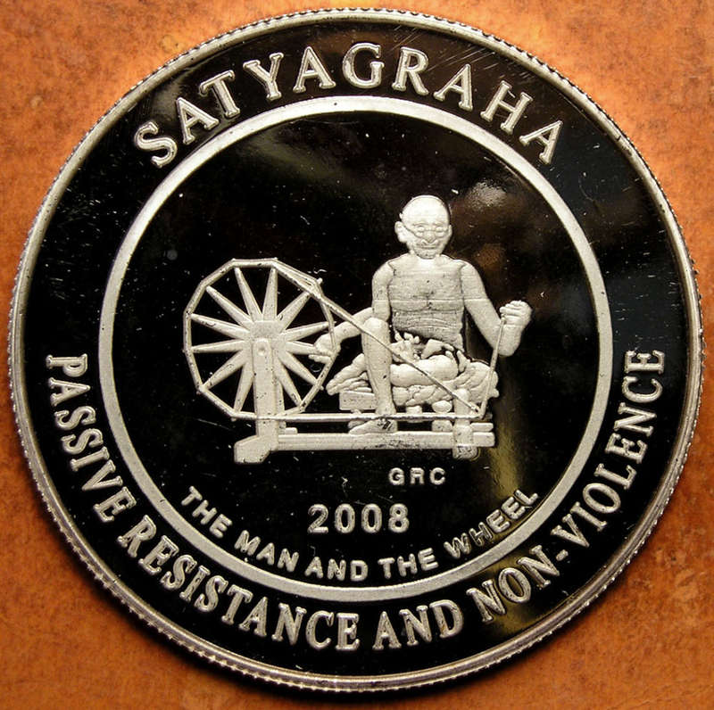 A 2008 Medal to Commemorate the Life of Mahatma Gandhi 1869-1948  * 2 oz FINE SILVER *