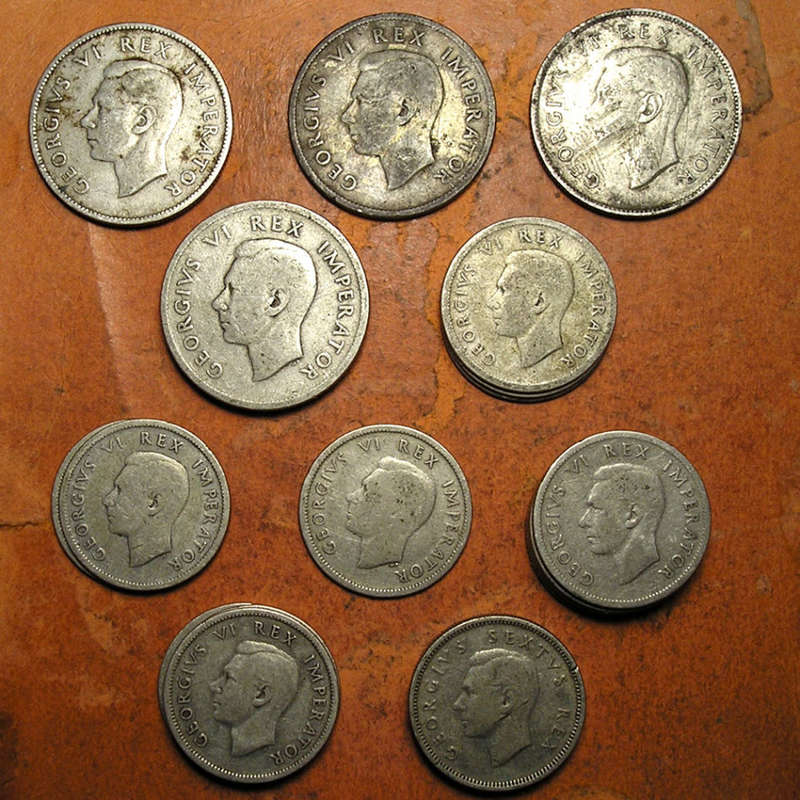 King George VI Five (x5) Silver (80%) 2 Shillings + Seventeen (x17) Silver (80%) Shillings