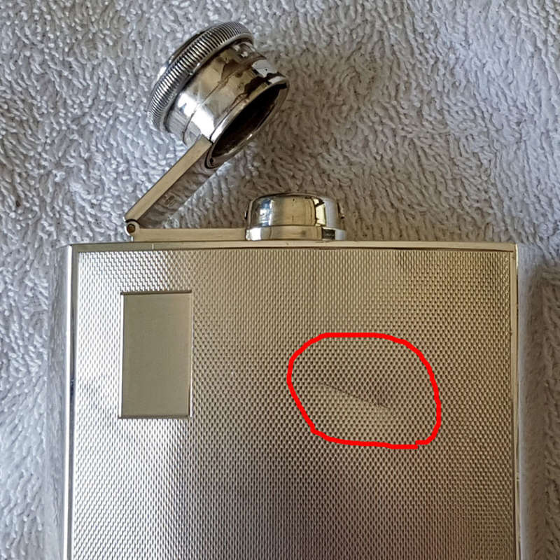 Sterling Silver Hip Flask: London Hallmarks for 1947-48: 209 gm