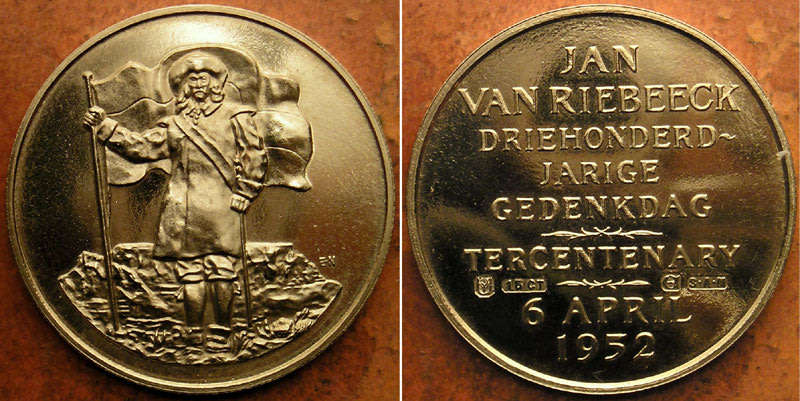 1952 van Riebeeck Tercentenary: Gold, Silver and Bronze Medal Set - No Case