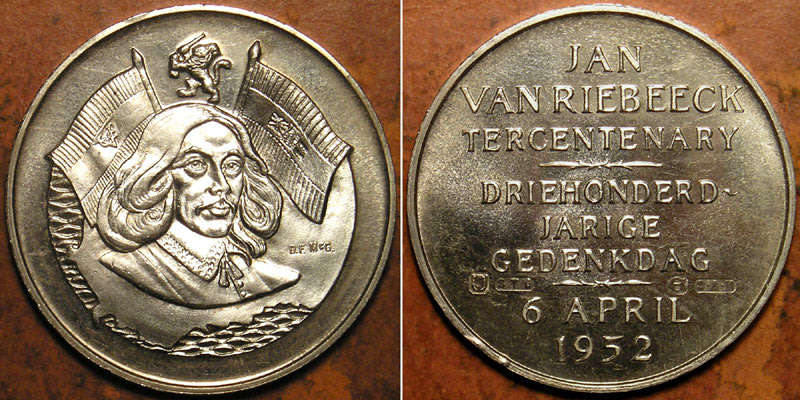 1952 van Riebeeck Tercentenary: Gold, Silver and Bronze Medal Set - No Case