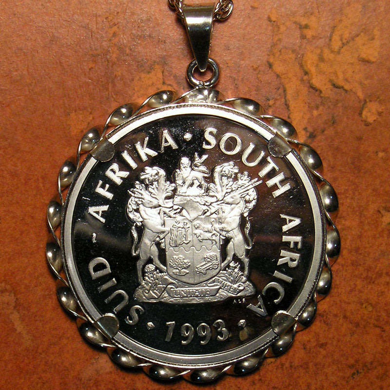 1993 Silver Proof 2 Rand: PEACE - VREDE: Pendant Jewelry in SA Mint Bag