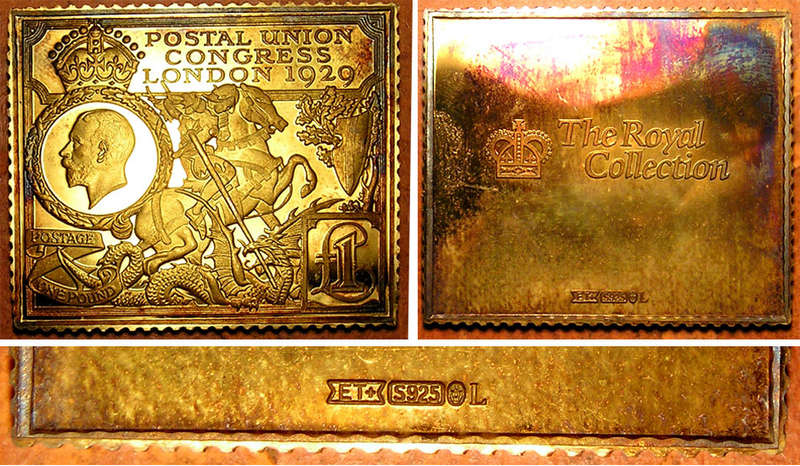 Treasures from the Royal Collection:Gilded Sterling Silver Stamp Replicas in Case with CoA - 442 gm