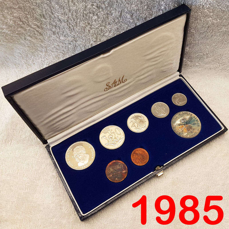 1985 Short Proof Set in SAM Case with Silver PARLIAMENT Rand