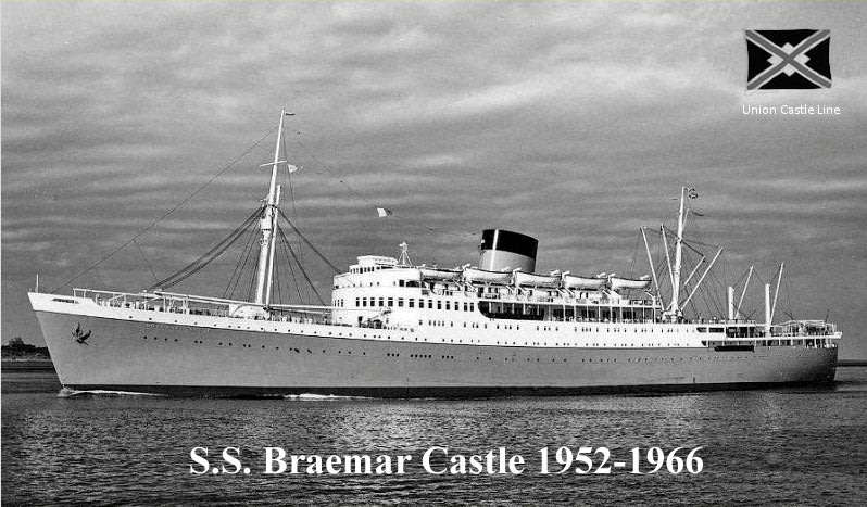 Union-Castle Line: 1952-3 SS Braemar Castle Silver Badge/Brooch