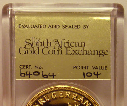 1980 Proof 1oz Gold Krugerrand Graded by The South African Gold Coin Exchange with Point Value 104