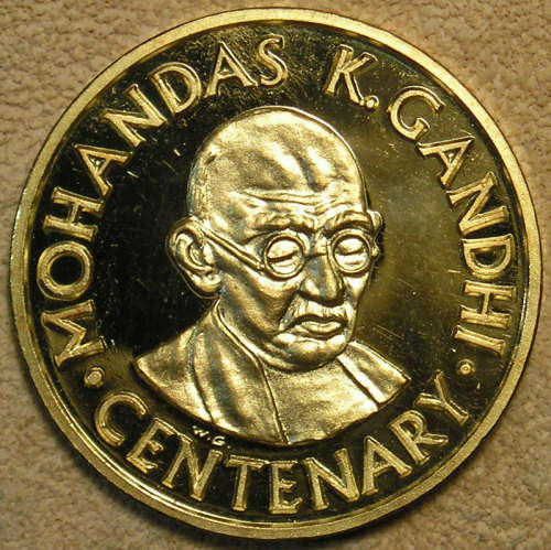 South Africa: 1969 Mohandas K. Gandhi Birth Centenary Medal - 22ct Gold,15.74 gm