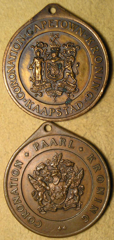 7 x QEII Coronation Medals: Cape Town, Paarl, Durban, Uitenhage, King Willians Town, Fort Victoria