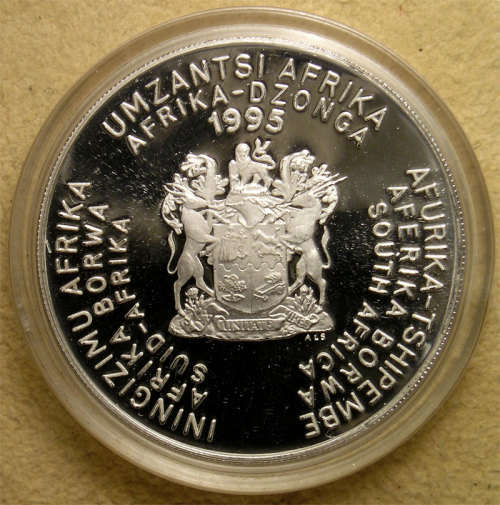 1995 Proof Silver 2 Rand - RUGBY. In Case with Certificate