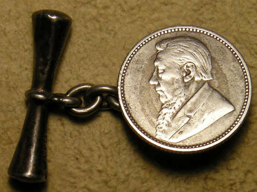 Z.A.R. Paul Kruger Silver Coin Cufflinks, 3 x Single