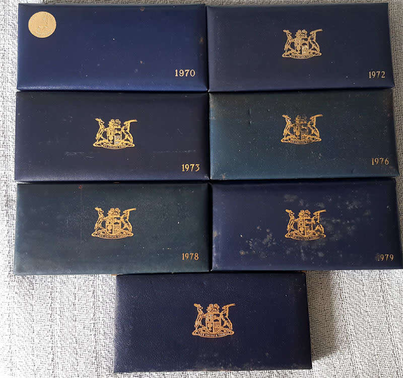 Seven (x7) RSA Short Proof Sets With Silver Rand: 1970, 72, 73, 76, 78, 79, 82