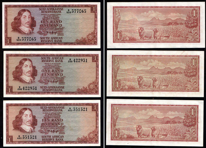 Collection of 1 Rand and 2 Rand Banknotes, TW de Jongh, Mostly in EF Condition