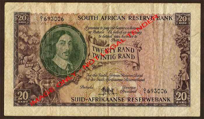 ND (1961) Twenty Rand (R20) Banknote E/A * FINE *