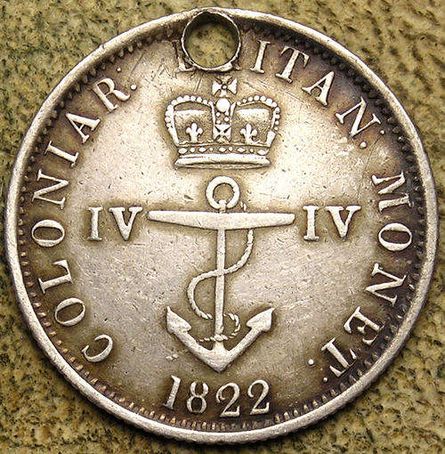 British Colonial: 1822 George IV 'Anchor' Silver Quarter Dollar