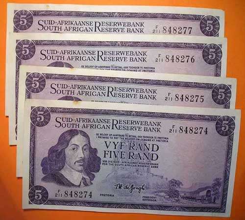 Four (x4) Sequence Five Rand TW de Jongh 1st * EF *