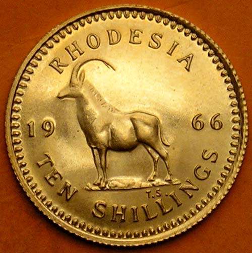 Rhodesia: 1966 Elizabeth II Gold 10 Shillings Cased * PROOF *