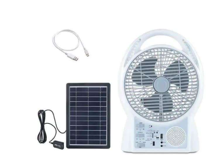 6-in-1 Solar Rechargeable 8 Inch Fan GD-8029
