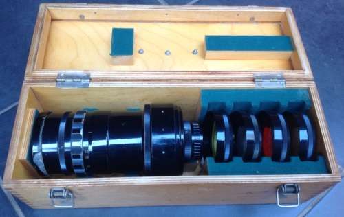 Vintage Russian made mirror telephoto lens - 500mm - in original Wooden case (MEL5)
