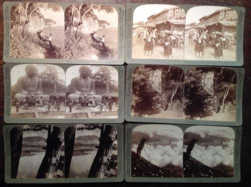 Antique Underwood and Underwood stereo photographs - Japan (x97 in original box)