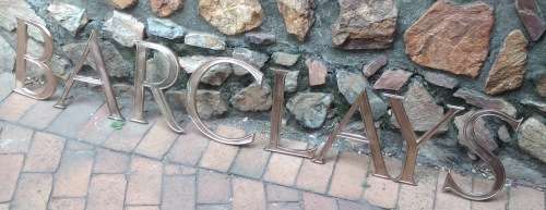 Large Vintage Barclays Bank Brass lettering - A must for signage collectors (unusual)