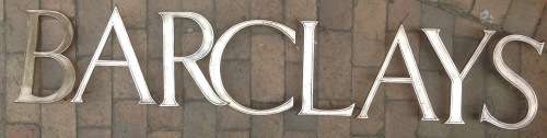 Large Vintage Barclays Bank Brass lettering - A must for signage collectors (unusual)