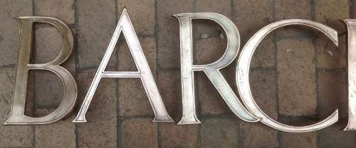 Large Vintage Barclays Bank Brass lettering - A must for signage collectors (unusual)