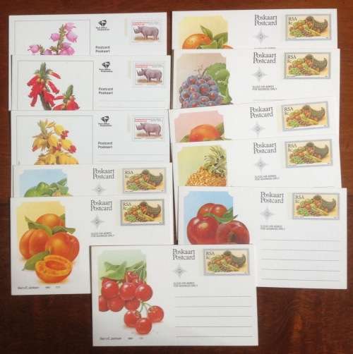 South African pre-printed postcards - mint (x 11)