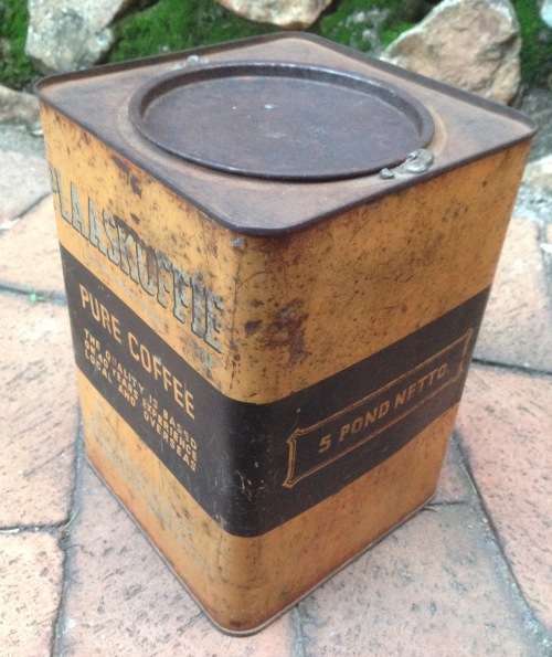 Vintage 5 pound Plaaskoffie coffee tin