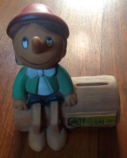 Vintage NBS (Natal Building Society) Pinocchio savings box / Piggy Bank / money box