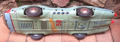 Once in a lifetime - Super rare tin toy - 1950`s Atom Jet 58 - friction race car (68 cm in length)