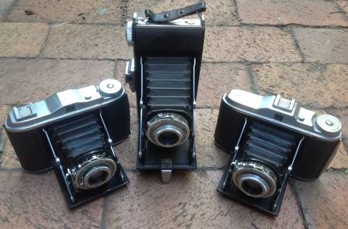 3 Different vintage Agfa bellows cameras (camera covers included)