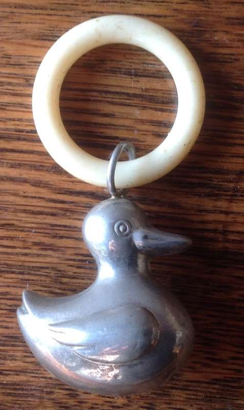 Vintage baby rattle / teething ring (Duck)