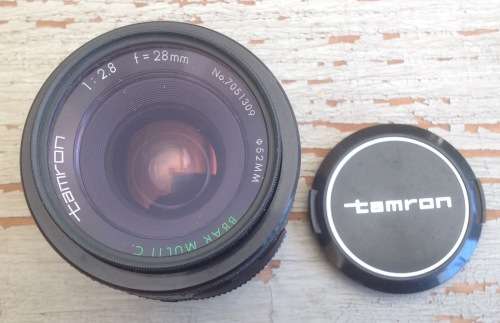Tamron lens - Auto 28mm 1:2.8. Bayonet type for Konica. Good condition