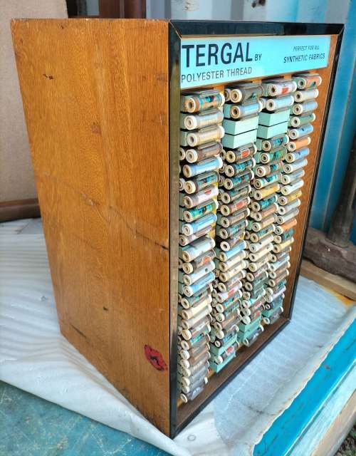 Vintage Tergal skein of yarn shop cabinet (3)