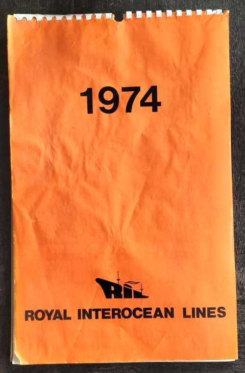 1974 Calendar - Royal Interocean Lines - sketches of creatures of the sea
