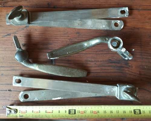 Vintage brass window handles and sliders (2 sets)
