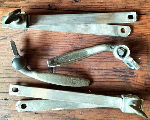 Vintage brass window handles and sliders (2 sets)