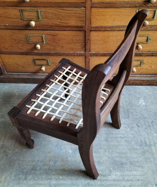 Sturdy vintage child/doll wooden riempies chair