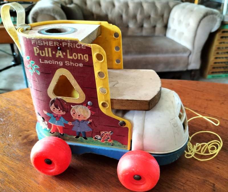 Vintage Fisher Price Pull Along Lacing Shoe (1970)