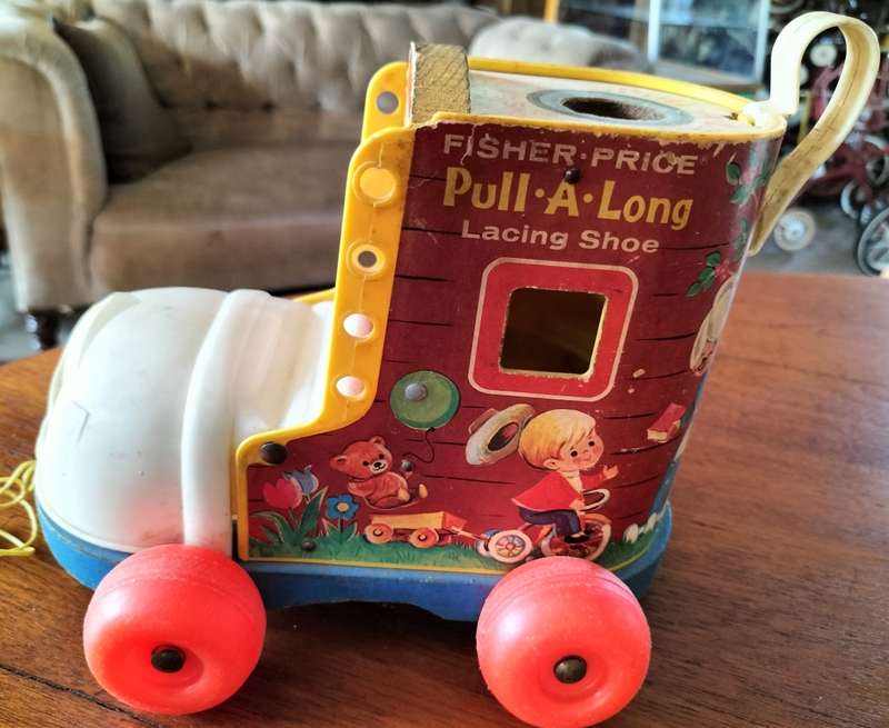 Vintage Fisher Price Pull Along Lacing Shoe (1970)