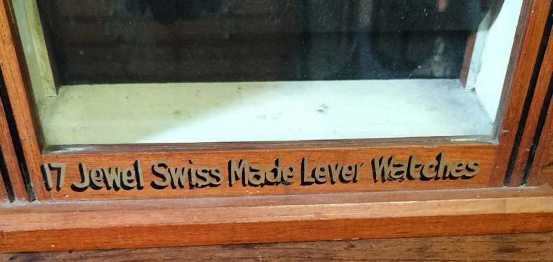 Antique wooden watch cabinet (Olma precision)