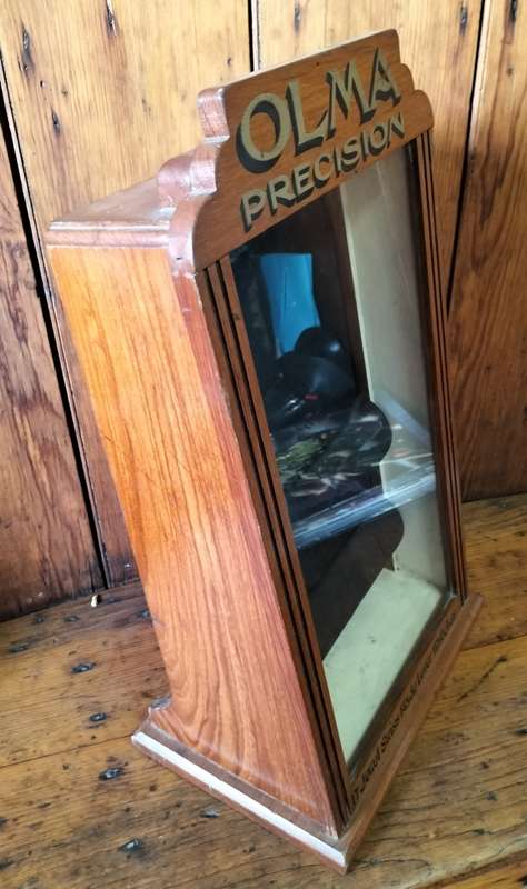Antique wooden watch cabinet (Olma precision)