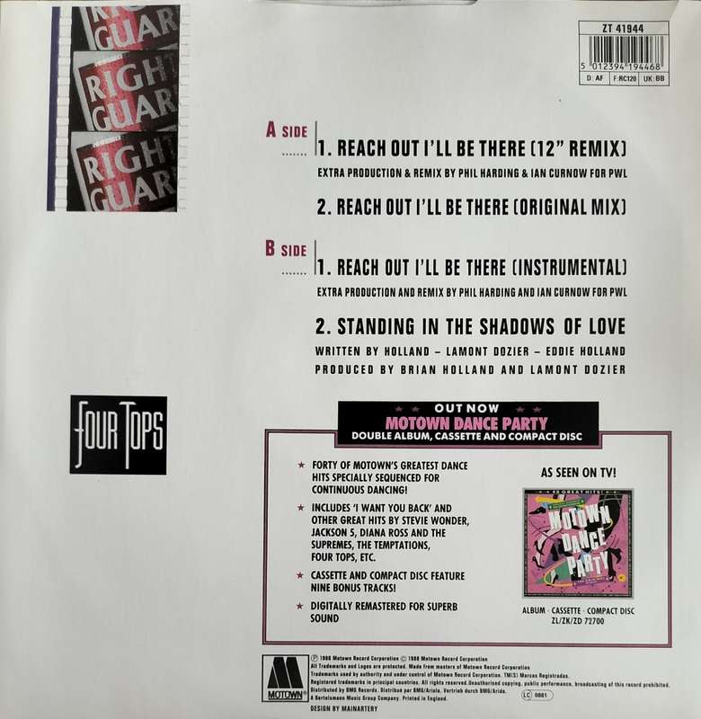 Vintage REMIX LP / Vinyl: Four Tops - Reach out I`ll be there